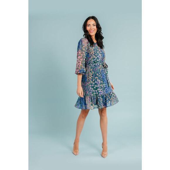 RACHEL PARCELL Women's Floral Printed Chiffon Short Dress   Button Down Size 6 - Picture 1 of 7